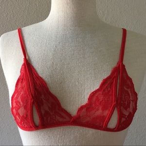 XS Sexy Red Unlined Lace Lingerie
